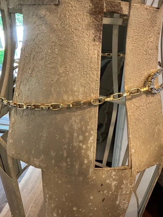 Gold YOCHI NY Chain Belt with Crystal Oval Accents - Picture 2 of 4